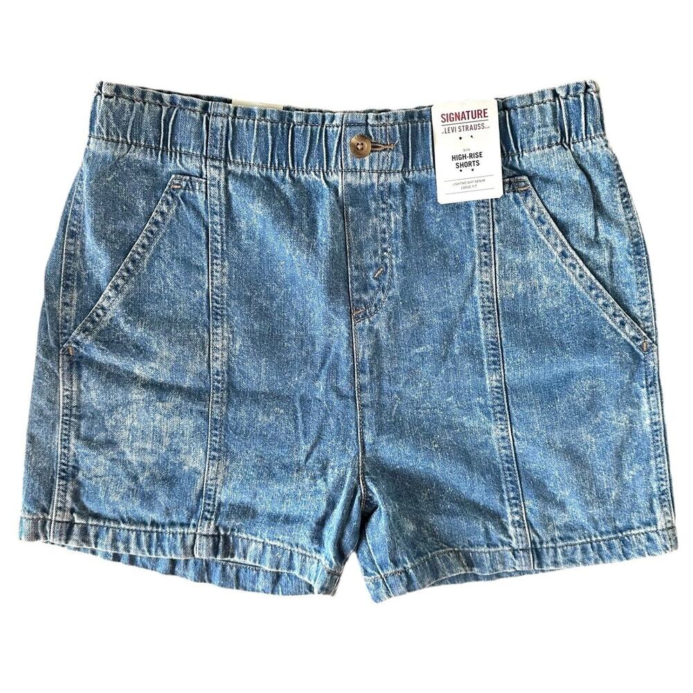 Signature By Levi Strauss & Co Girls High-Rise 3” Shorts Loose Fit Size XXL Blue